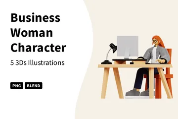 Business Woman Character 3D Illustration Pack
