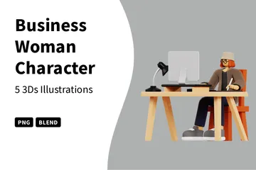 Business Woman Character 3D Illustration Pack