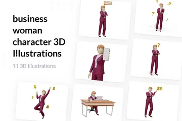 Business Woman Character 3D Illustration Pack