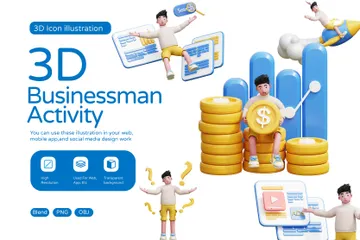 Businessman Activity 3D Illustration Pack