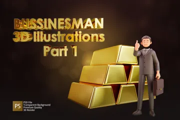 Businessman Character 3D Illustration Pack