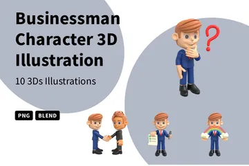 Businessman Character 3D Illustration Pack