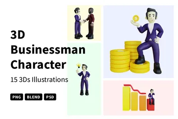 ビジネスマンキャラクター 3D Illustrationパック