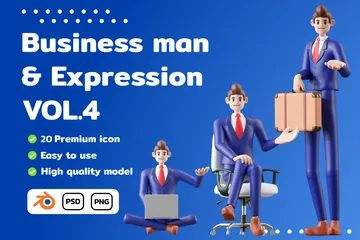Businessman Character Expression Vol.4 3D Illustration Pack