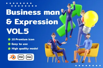 Businessman Character Expression Vol.5 3D Illustration Pack