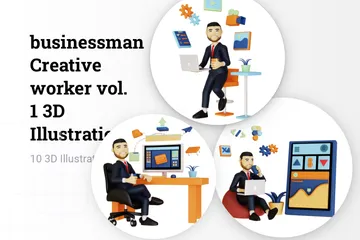 Businessman Creative Worker Vol 1 3D Illustration Pack