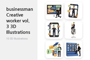 Businessman Creative Worker Vol 3 3D Illustration Pack
