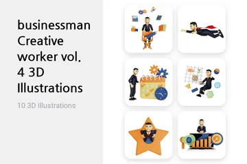 Businessman Creative Worker Vol 4 3D Illustration Pack