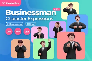 Businessman Expressions Vol 2 3D Illustration Pack