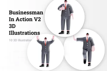 ビジネスマンの行動 V2 3D Illustrationパック