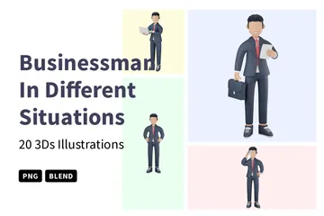 Businessman In Different Situations 3D Illustration Pack