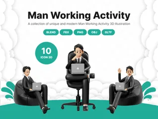Businessman Office Work Activity 3D Illustration Pack