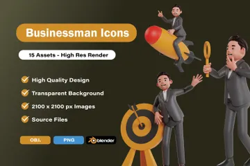 ビジネスマンの成功 3D Illustrationパック