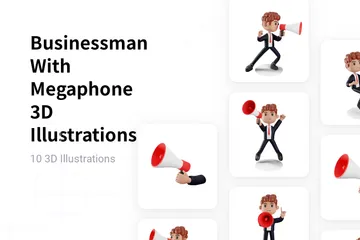 Businessman With Megaphone 3D Illustration Pack