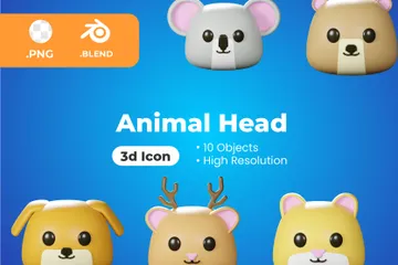 Cabeça de animal Pacote de Icon 3D
