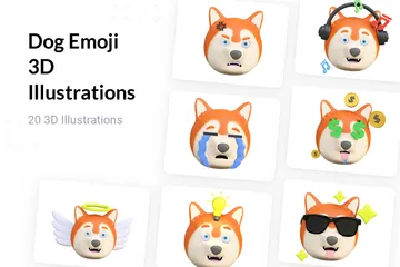 Emoji de cachorro Pacote de Illustration 3D