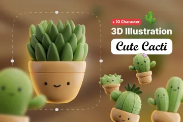 Cactus mignons 🌵 Pack 3D Icon