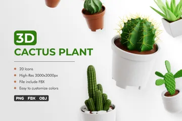 サボテンの植物 3D Iconパック