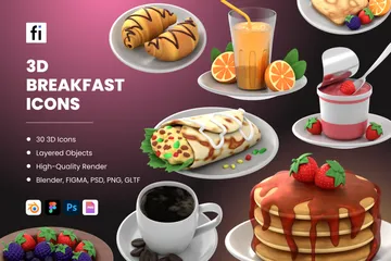 Café da manhã Ilustração 3D Pack