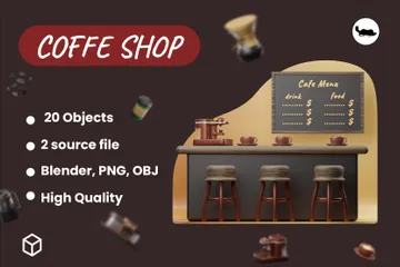 Cafetería Paquete de Illustration 3D