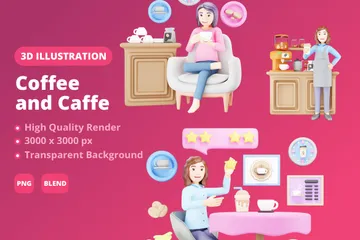 Café y Café Vol II Paquete de Illustration 3D