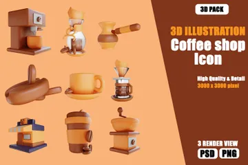 Cafetería Paquete de Illustration 3D