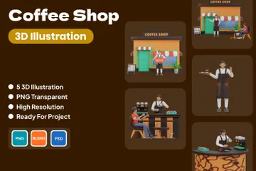 Cafeteria Pacote de Illustration 3D