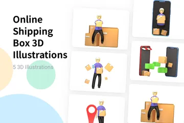 Caixa de remessa on-line Pacote de Illustration 3D