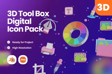 Caja de herramientas digitales Paquete de Icon 3D