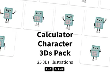 Calculator Character 3D Illustration Pack
