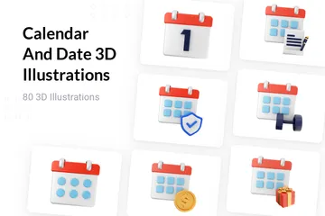 カレンダーと日付 3D Illustrationパック