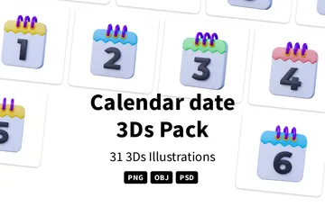 カレンダーの日付 3D Iconパック