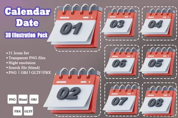 Calendar Date 3D Icon Pack