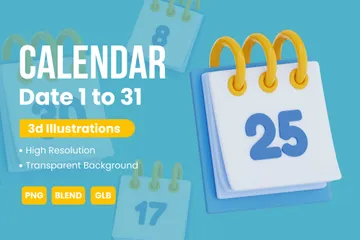 Calendar Date 3D Icon Pack