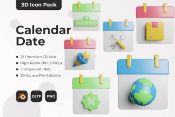 Calendar Date 3D Icon Pack