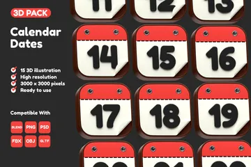 Calendar Dates 3D Icon Pack