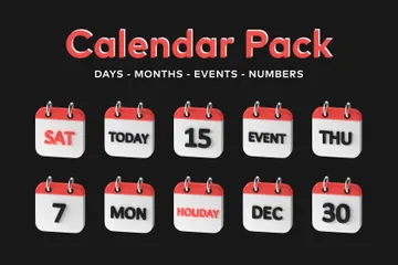 Calendar Days & Months 3D Icon Pack