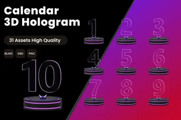 Calendar Hologram 3D Icon Pack