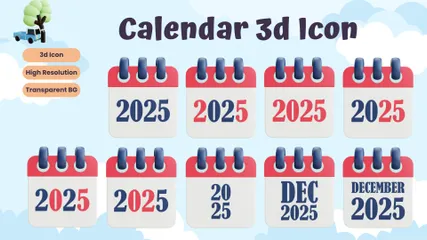 Calendário 2025 Pacote de Icon 3D