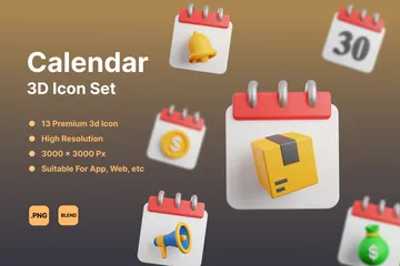 Calendario Paquete de Icon 3D