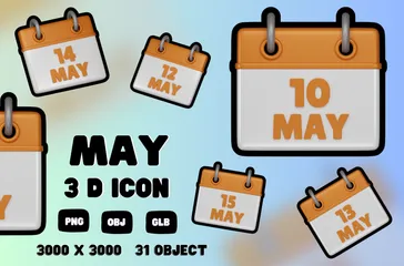 Calendário de maio Pacote de Icon 3D