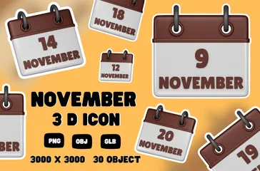 Calendário de novembro Pacote de Icon 3D