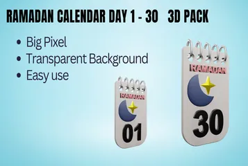 Calendario de Ramadán Día 1 - 30 Paquete de Icon 3D