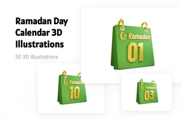 Calendario del día del Ramadán Paquete de Illustration 3D