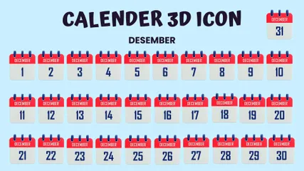 Calendario diciembre Paquete de Icon 3D