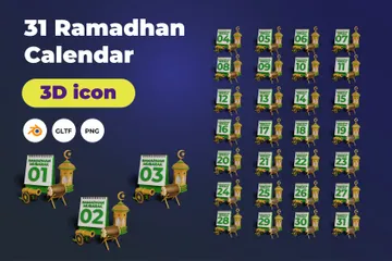 Calendário do Ramadã Pacote de Icon 3D