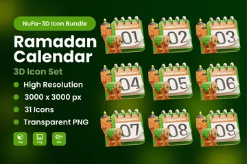 Calendário do Ramadã Pacote de Icon 3D