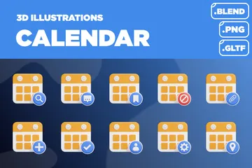 Calendário UI UX Pacote de Icon 3D