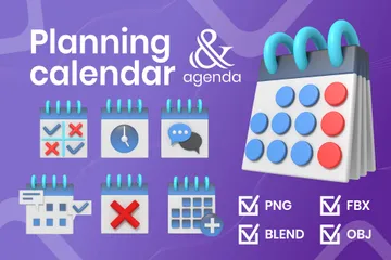 Calendario y agenda de planificación Paquete de Icon 3D