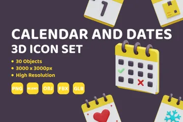 Calendario y fechas Paquete de Icon 3D